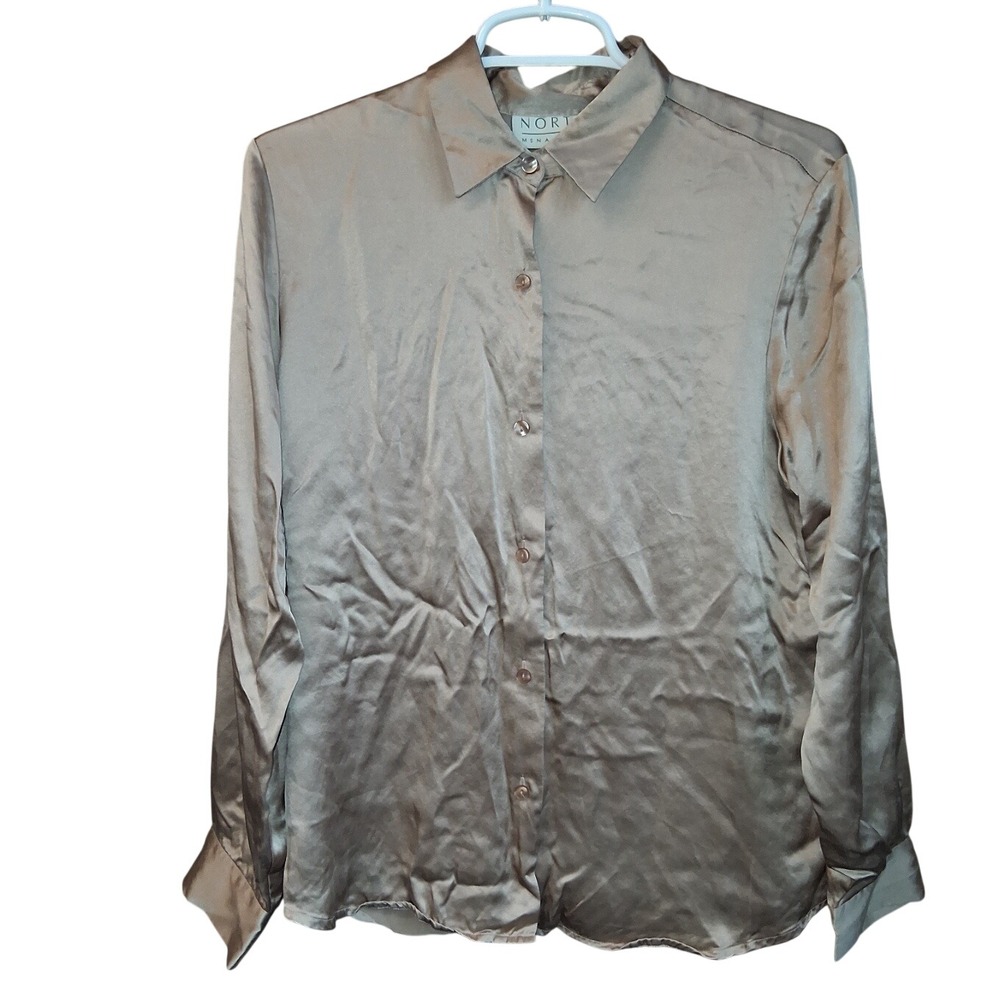 Norton McNaughton Womans 100% Silk Champagne Blouse VTG Sz 16 Quiet Luxury EUC